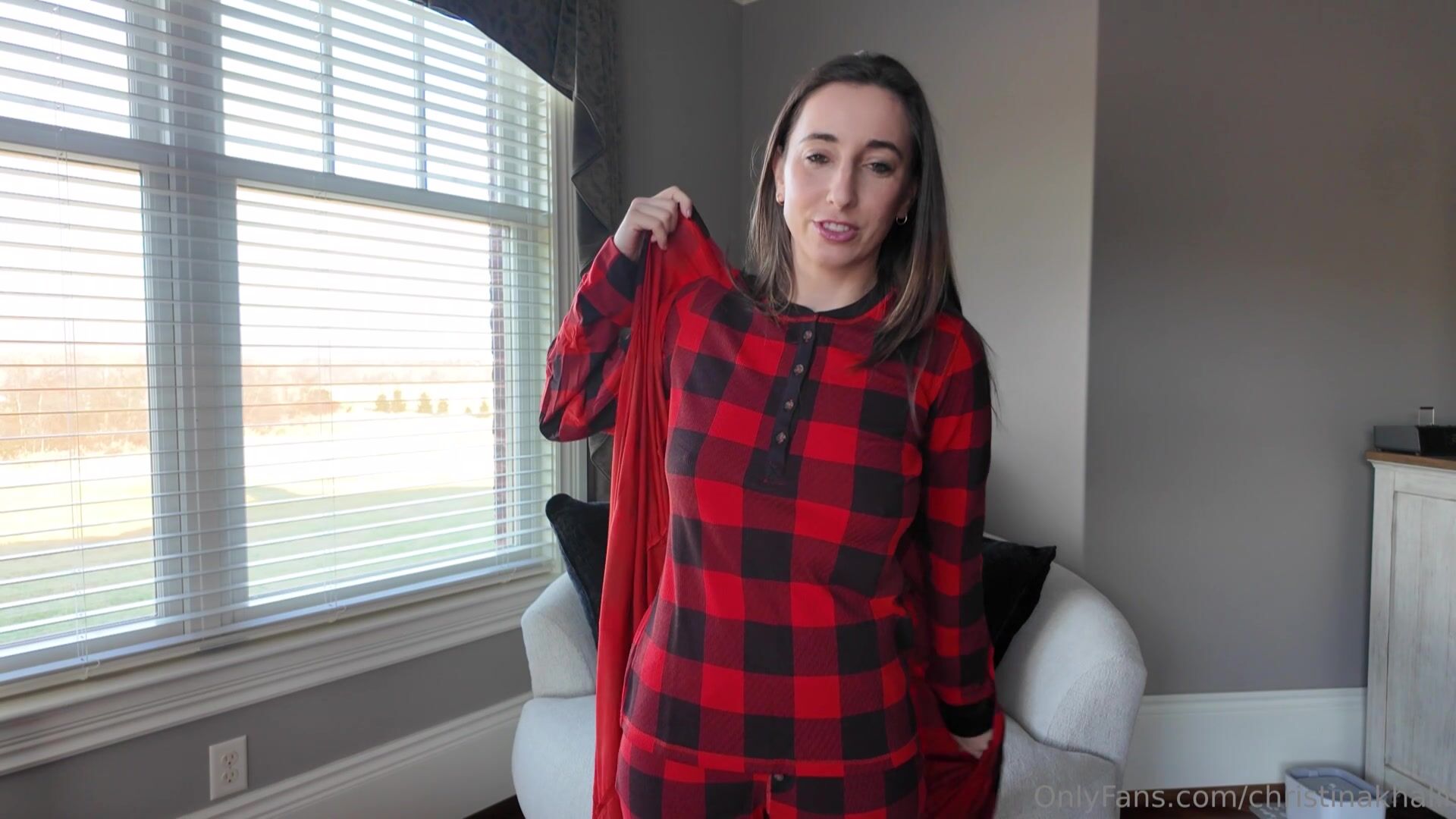 Christina Khalil Winter PJs customer try-on